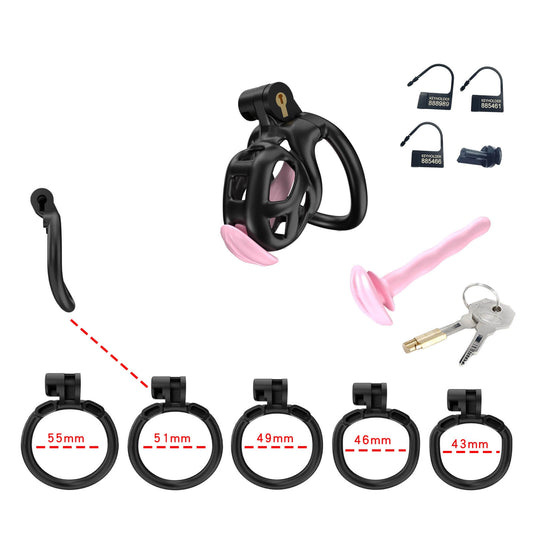 Black Mamba Nub Chastity Kit With Urethral