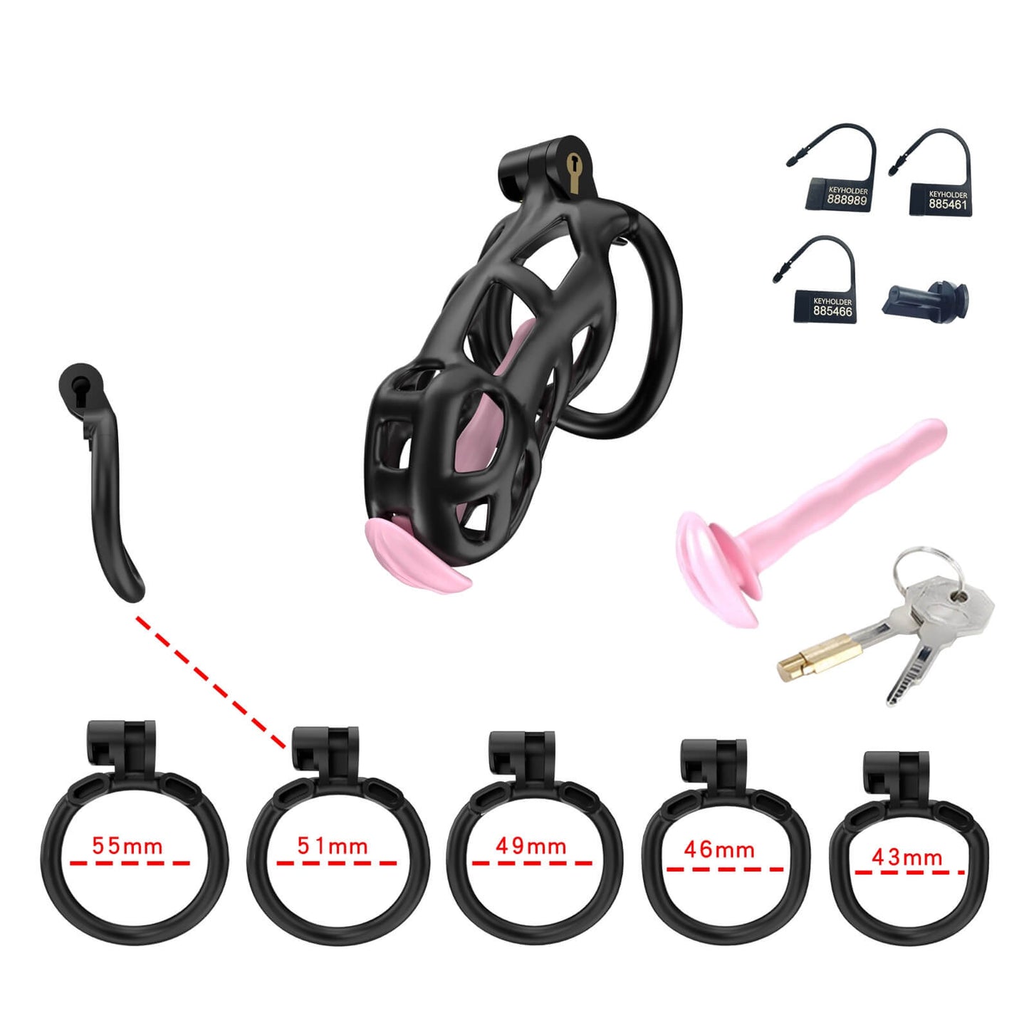 Black Mamba Standard Chastity Kit With Urethral