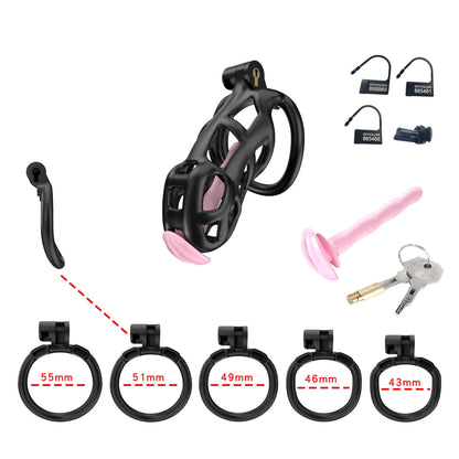 Black Mamba Standard Chastity Kit With Urethral