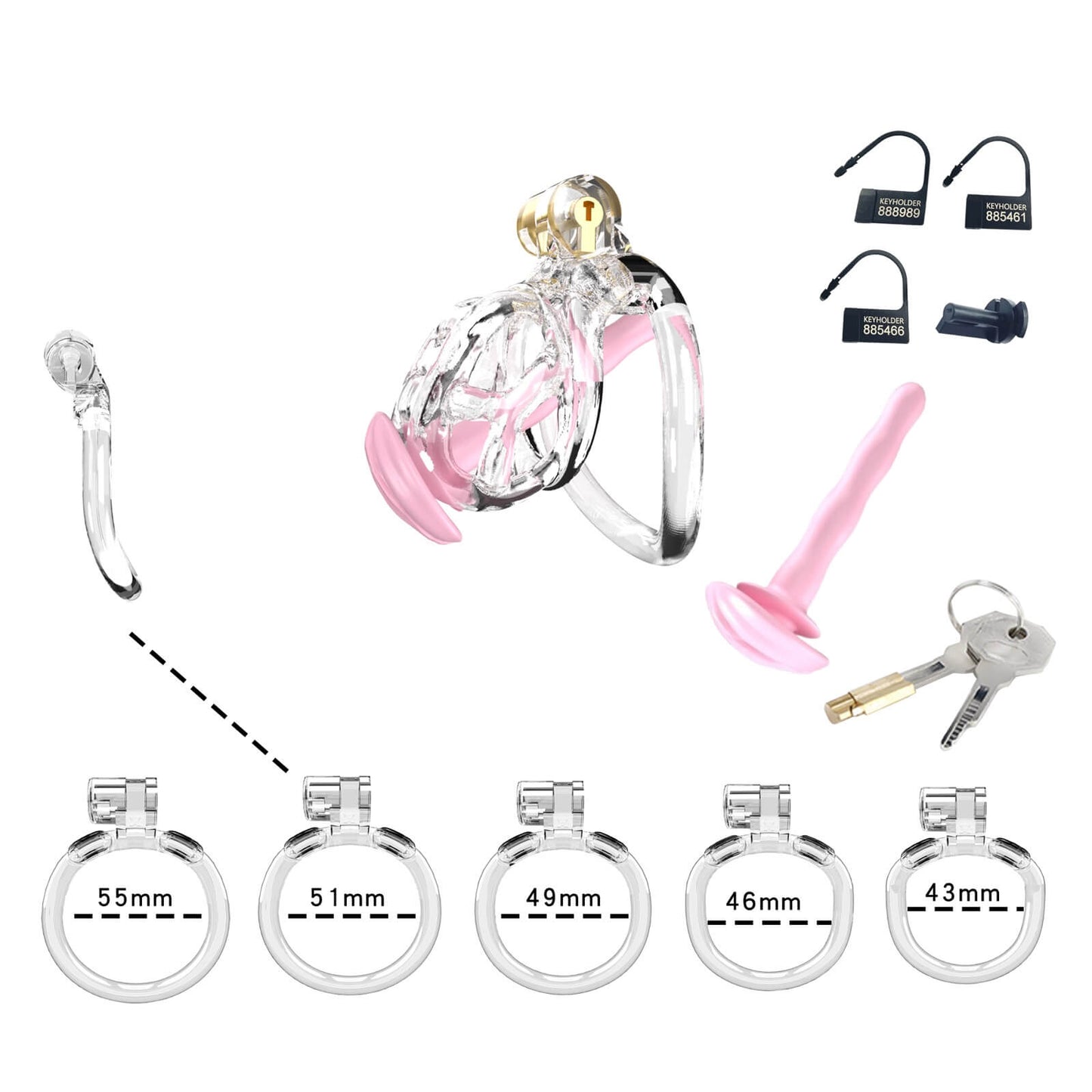 Transparent Mamba Nub Chastity Kit With Urethral