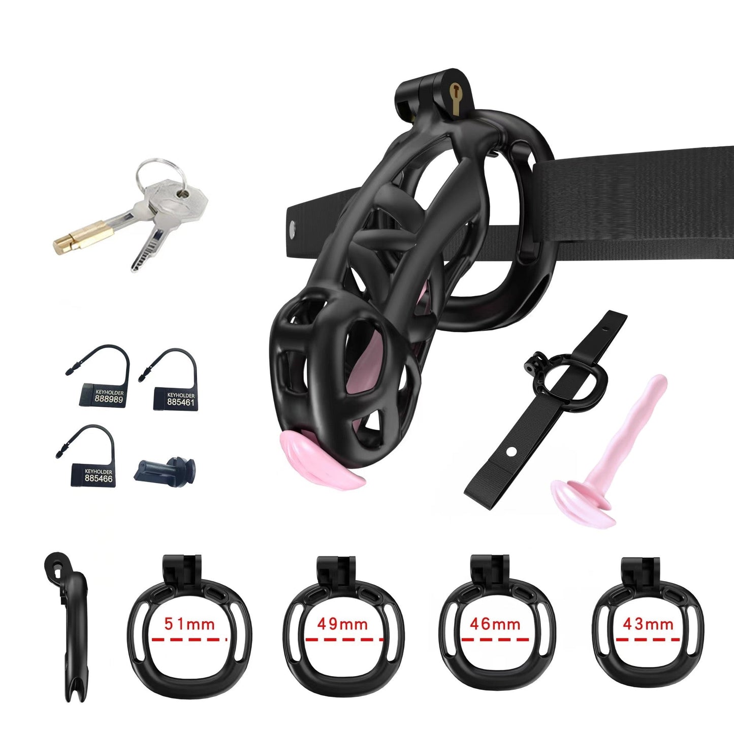 Black Mamba Chastity Maxi Kit With Belt And Urethral