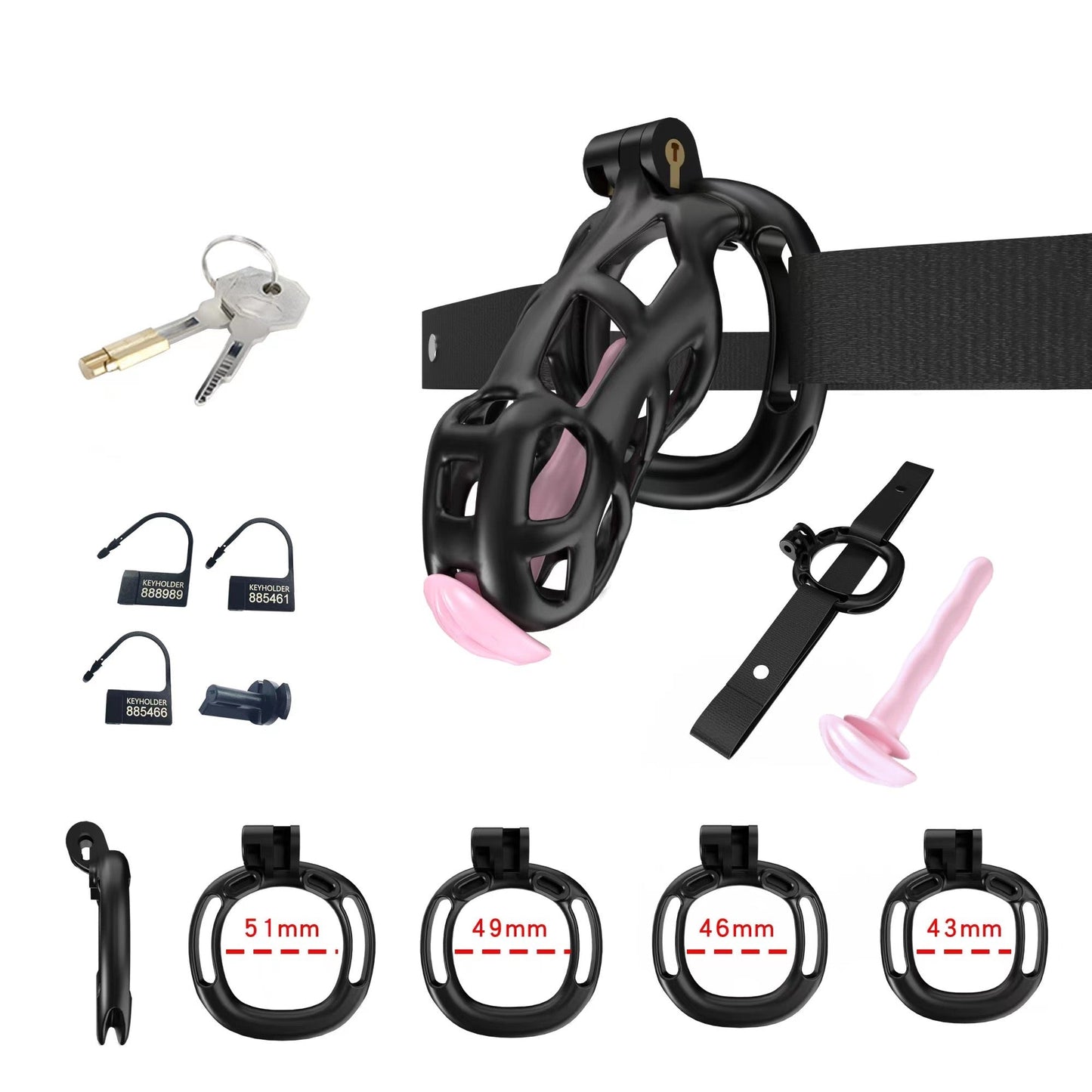 Black Mamba Chastity Standard Kit With Belt And Urethral
