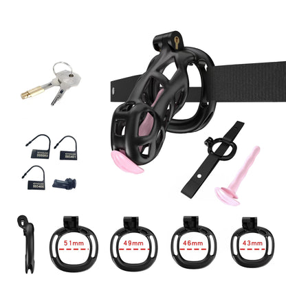 Black Mamba Chastity Standard Kit With Belt And Urethral
