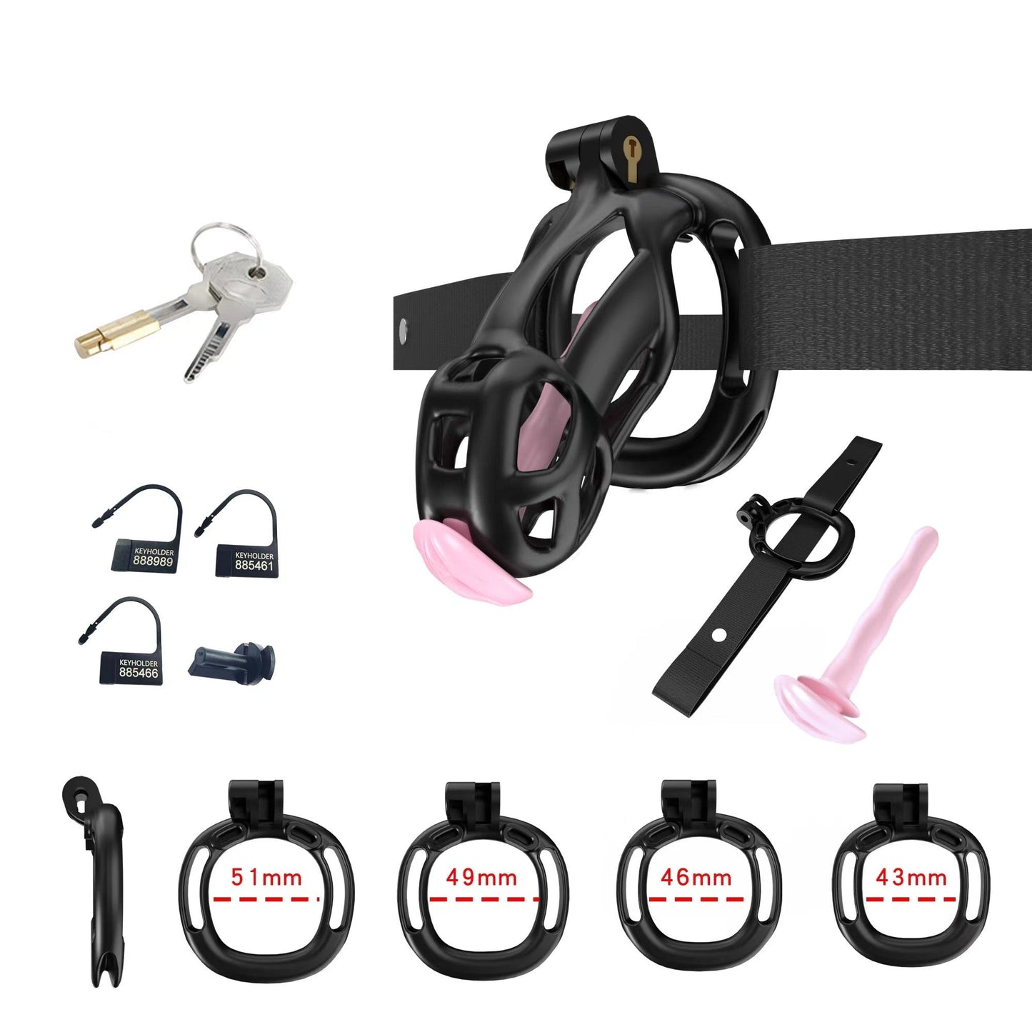 Black Mamba Chastity Small Kit With Belt And Urethral