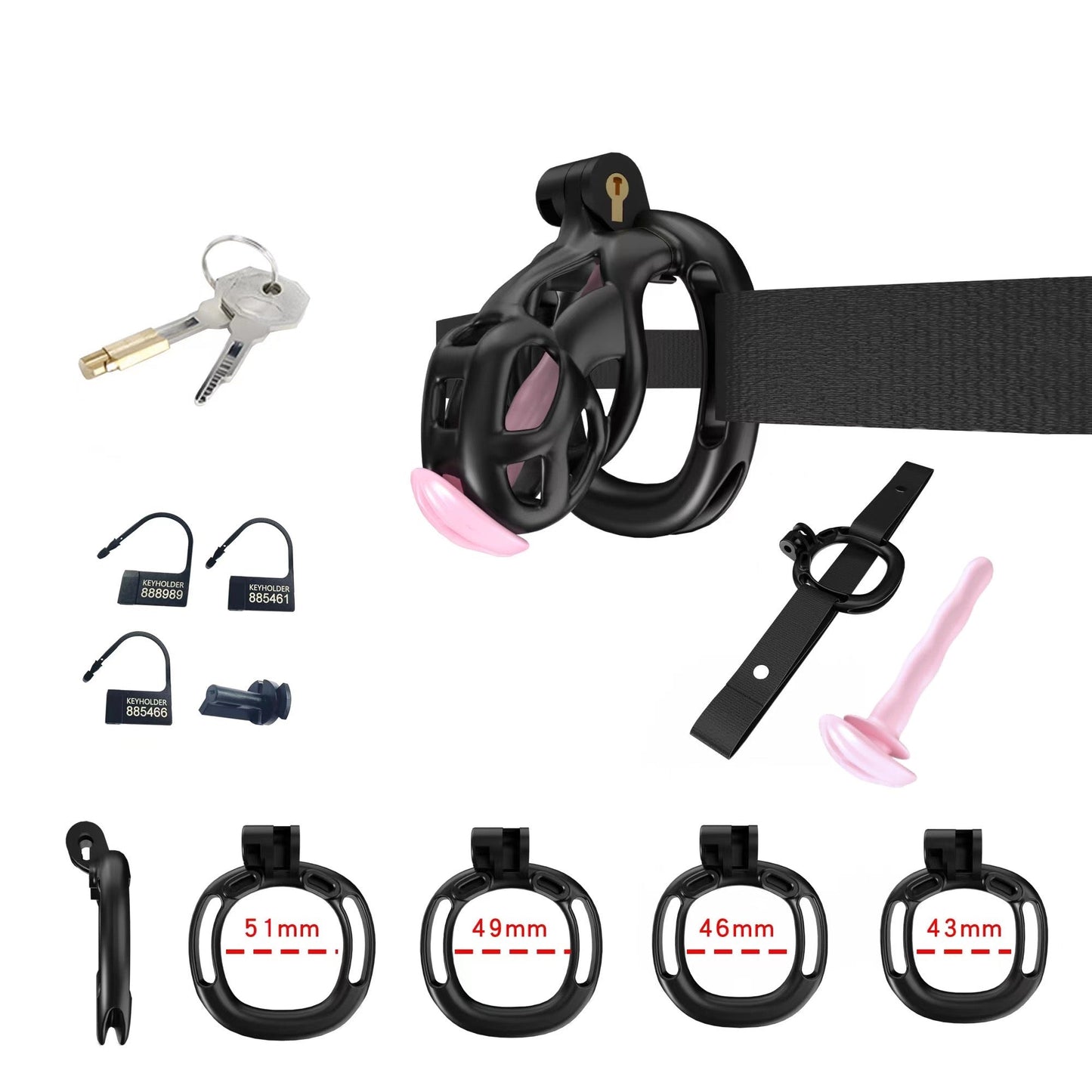 Black Mamba Chastity Nano Kit With Belt And Urethral