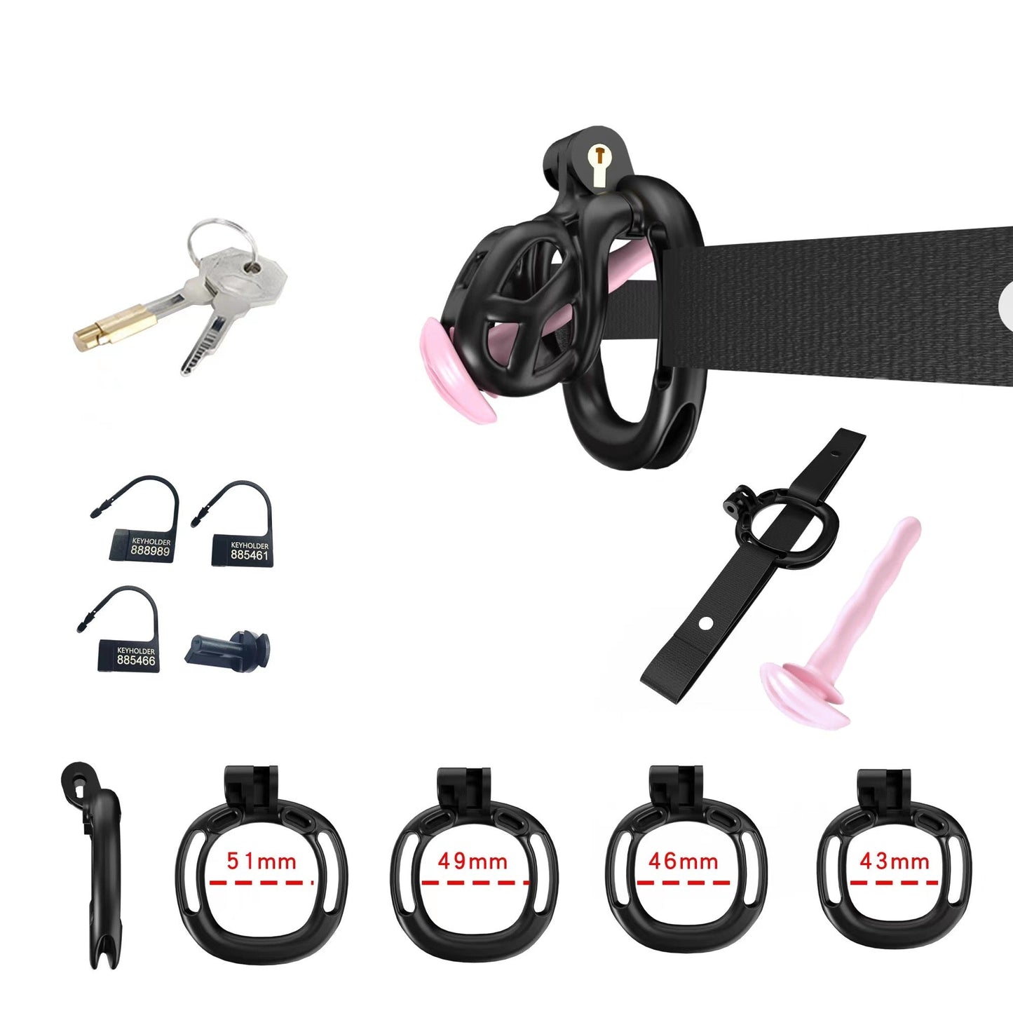 Black Mamba Chastity Nub Kit With Belt And Urethral
