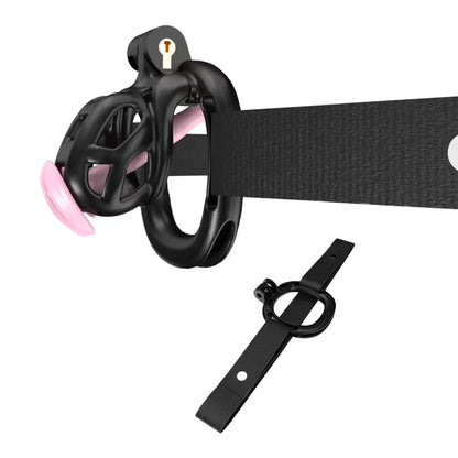 Mamba Chastity Cage With Belt and Urethal pink resin detail view