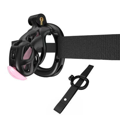 Mamba Chastity Cage With Belt and Urethal pink resin fit view