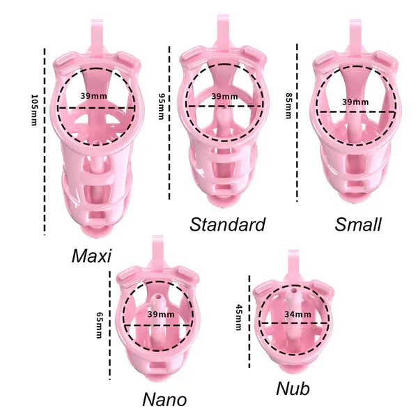 Mamba Chastity Cage With Belt and Urethal pink resin lock and ring details