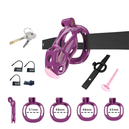 Mamba Chastity Cage With Belt and Urethal pink resin fit view