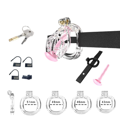 Mamba Chastity Cage With Belt and Urethal pink resin fit view