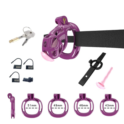 Mamba Chastity Cage With Belt and Urethal pink resin material close-up