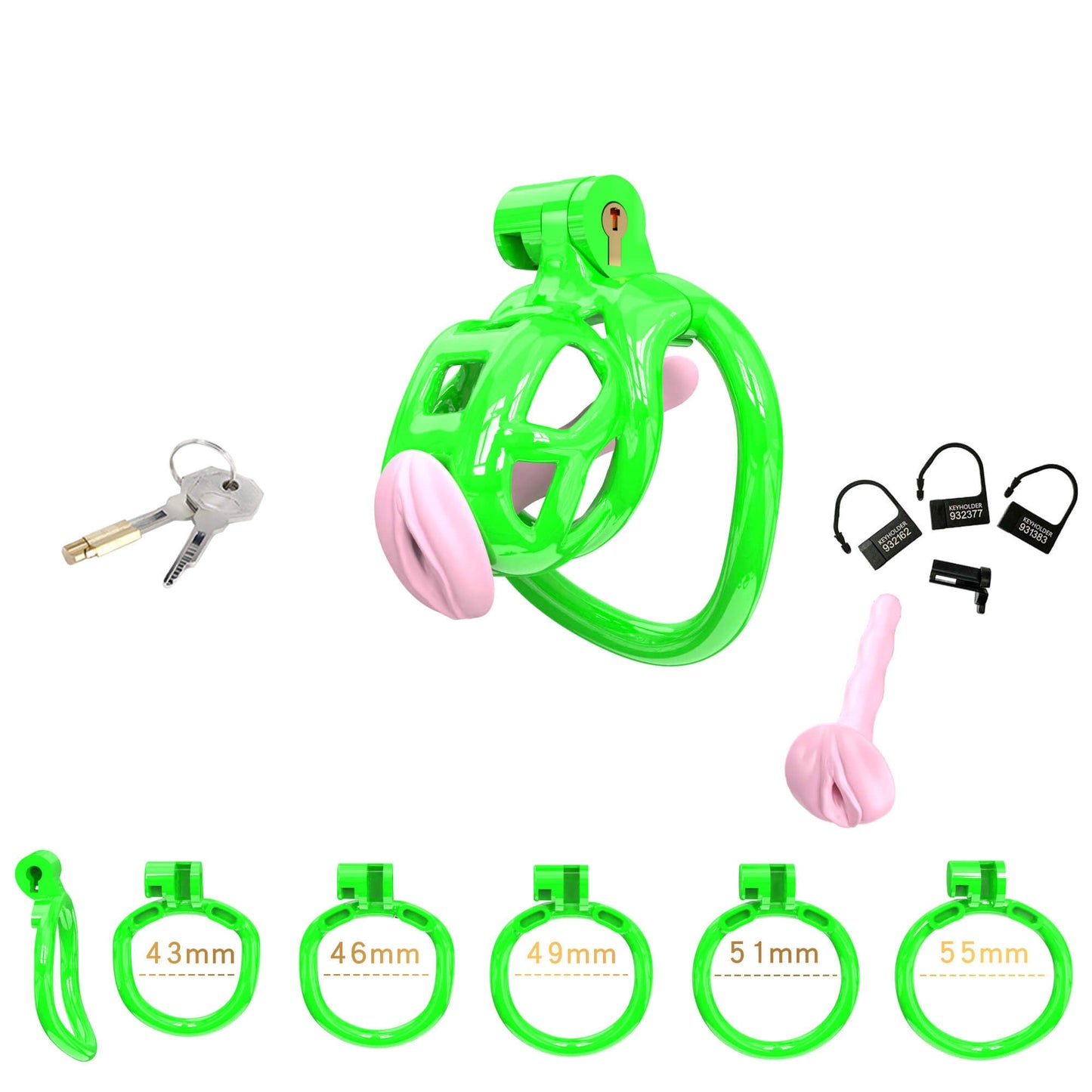 Green Mamba Nub Chastity Kit With Urethral