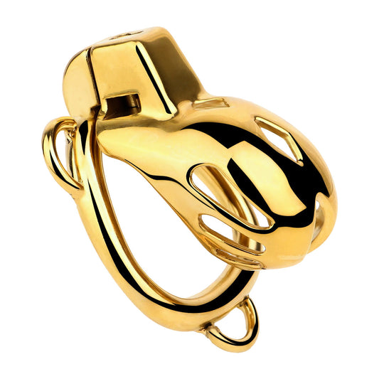 Golden Short Smooth Stainless Steel Mamba Chastity Cage