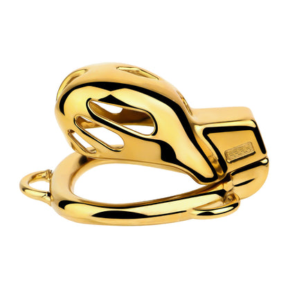 Golden Short Smooth Stainless Steel Mamba Chastity Cage