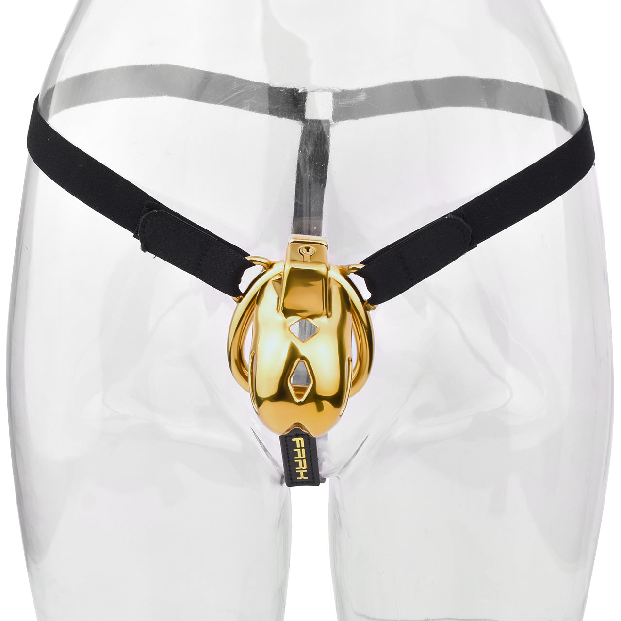 Golden Short Smooth Stainless Steel Mamba Chastity Cage