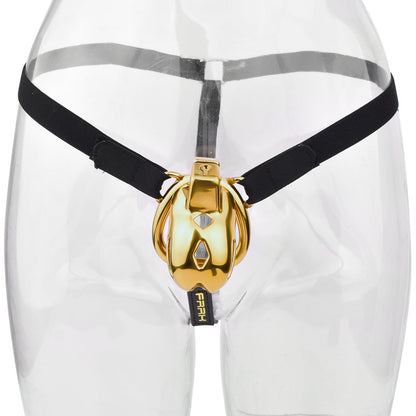 Golden Short Smooth Stainless Steel Mamba Chastity Cage