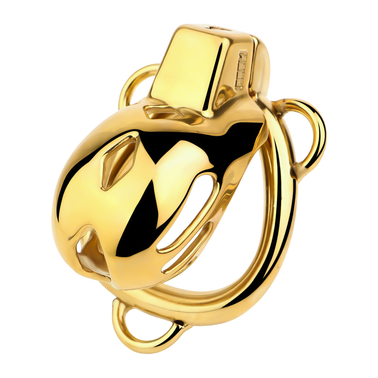 Golden Short Smooth Stainless Steel Mamba Chastity Cage