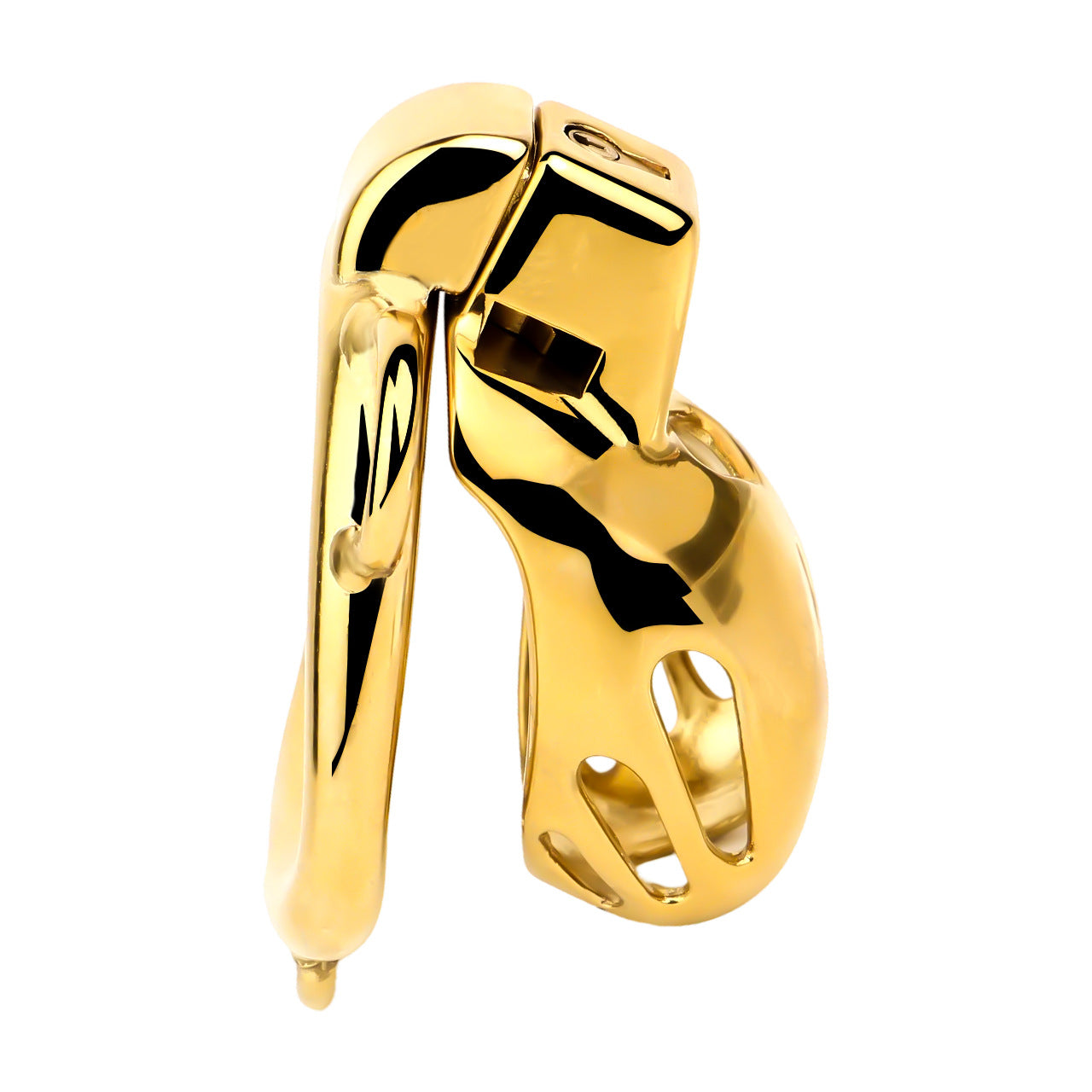 Golden Short Smooth Stainless Steel Mamba Chastity Cage