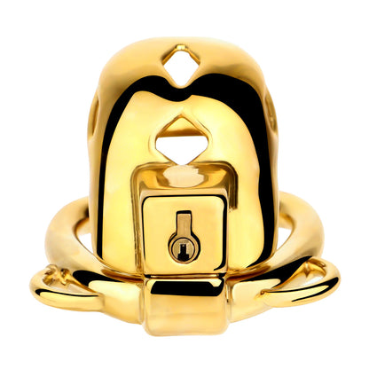 Golden Short Smooth Stainless Steel Mamba Chastity Cage