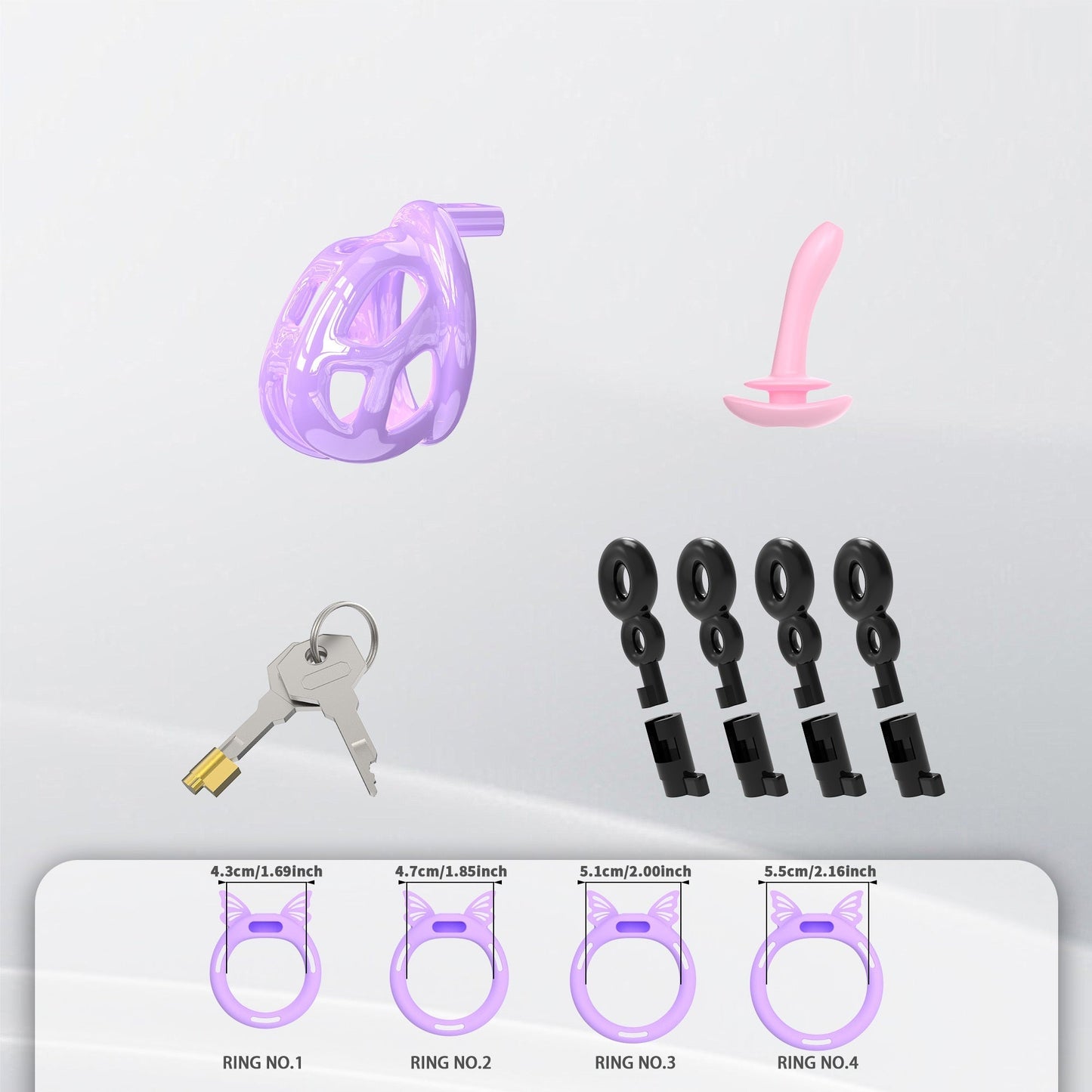 Invisible Purple Cobra Chastity Cage With Silicone Ring