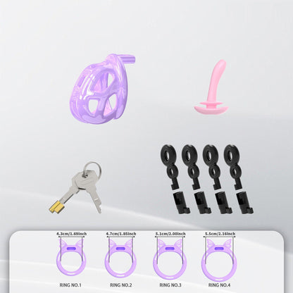 Invisible Purple Cobra Chastity Cage With Silicone Ring