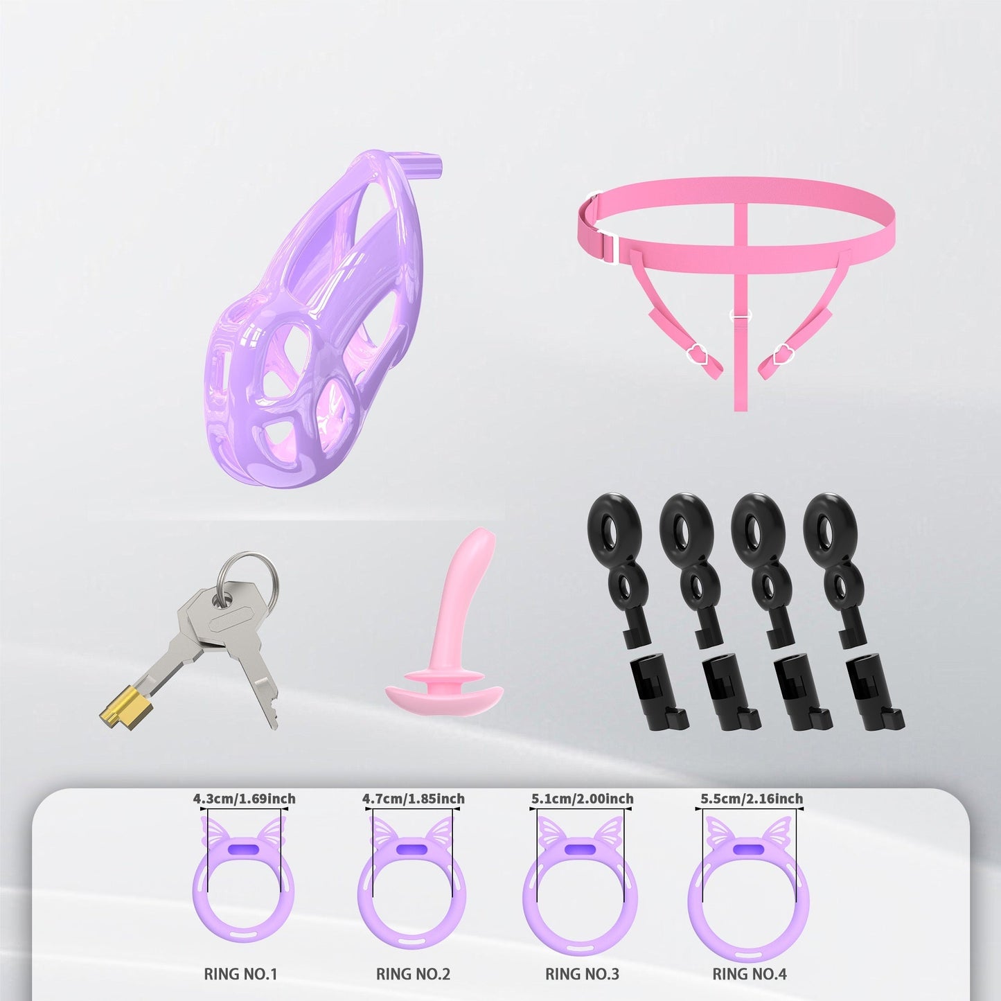 Invisible Purple Cobra Chastity Cage With Silicone Ring 7