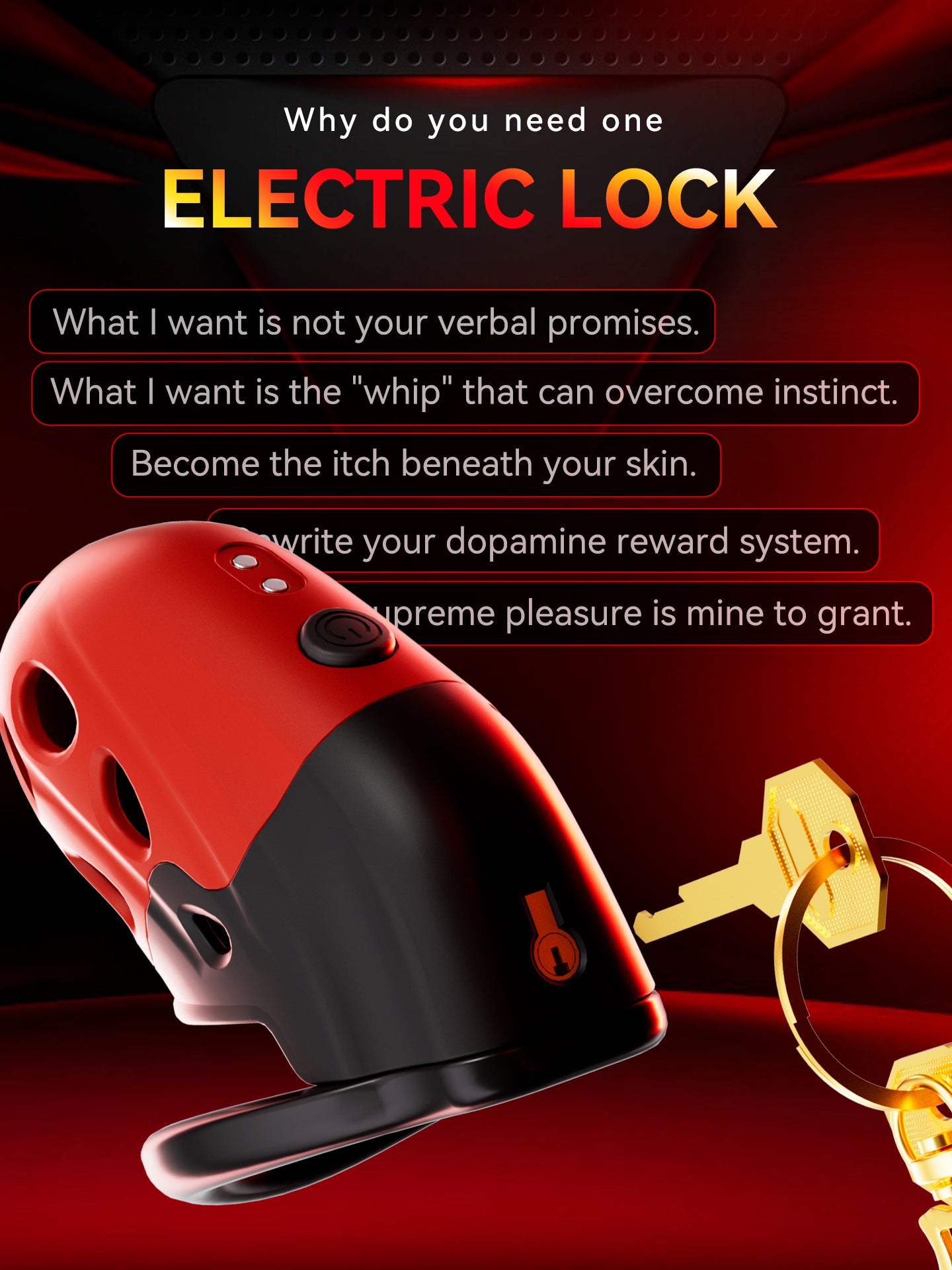 Lockink Smart Retractable Electro-Shock Chastity Device with App Control & Vibrating