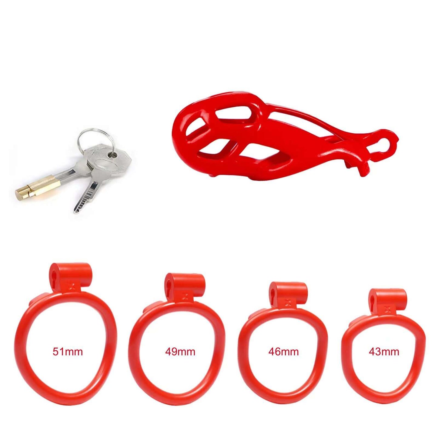 Small Mamba Male Chastity Cage with 4 Rings Red