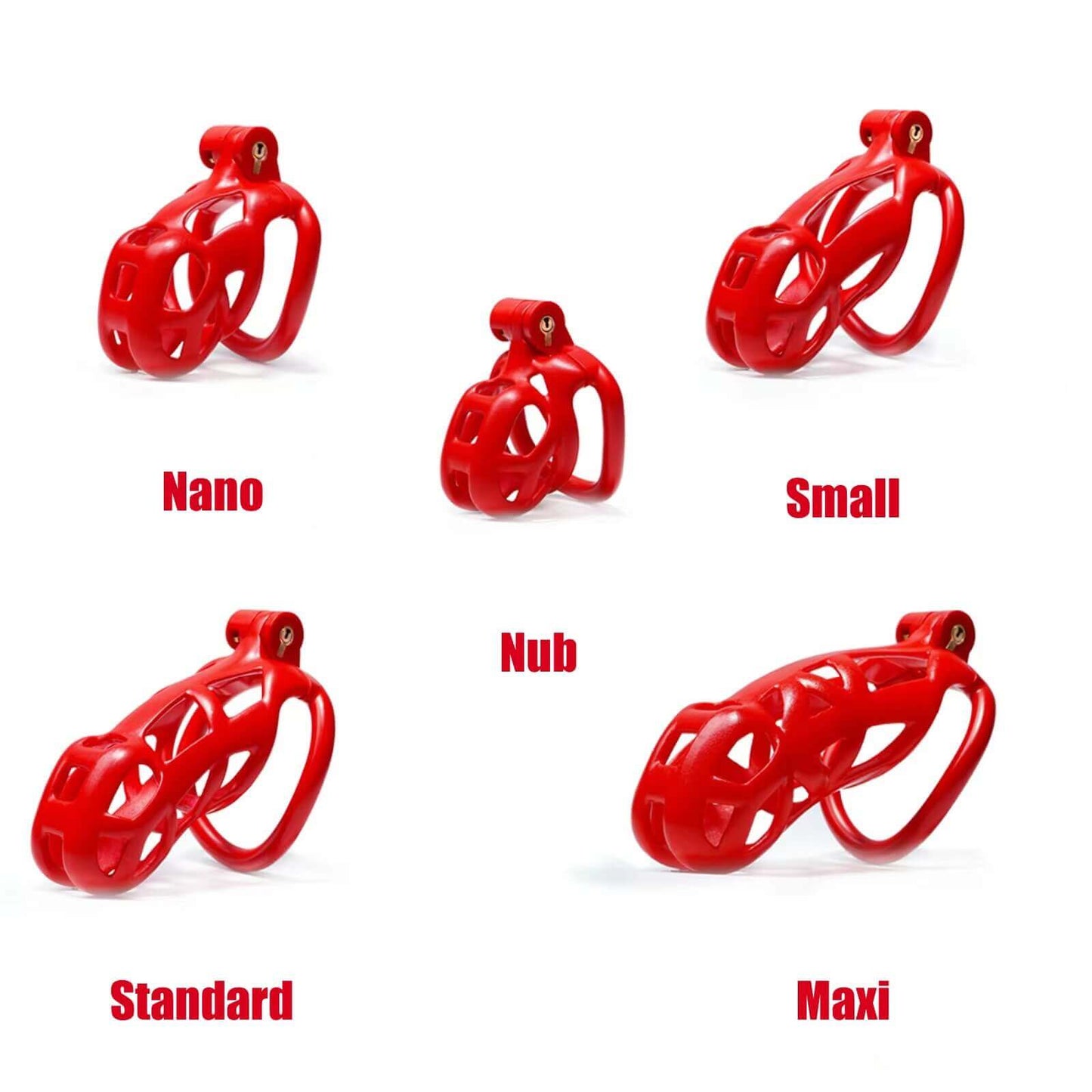 Standard Mamba Chastity Cage with 4 Rings Red