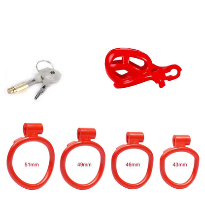 Nub Mamba Male Chastity Cage with 4 Rings Red