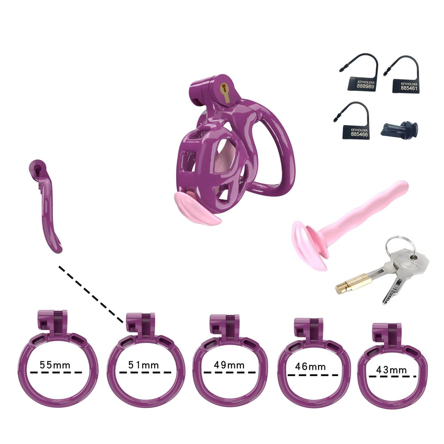 Purple Mamba Nub Chastity Kit With Urethral