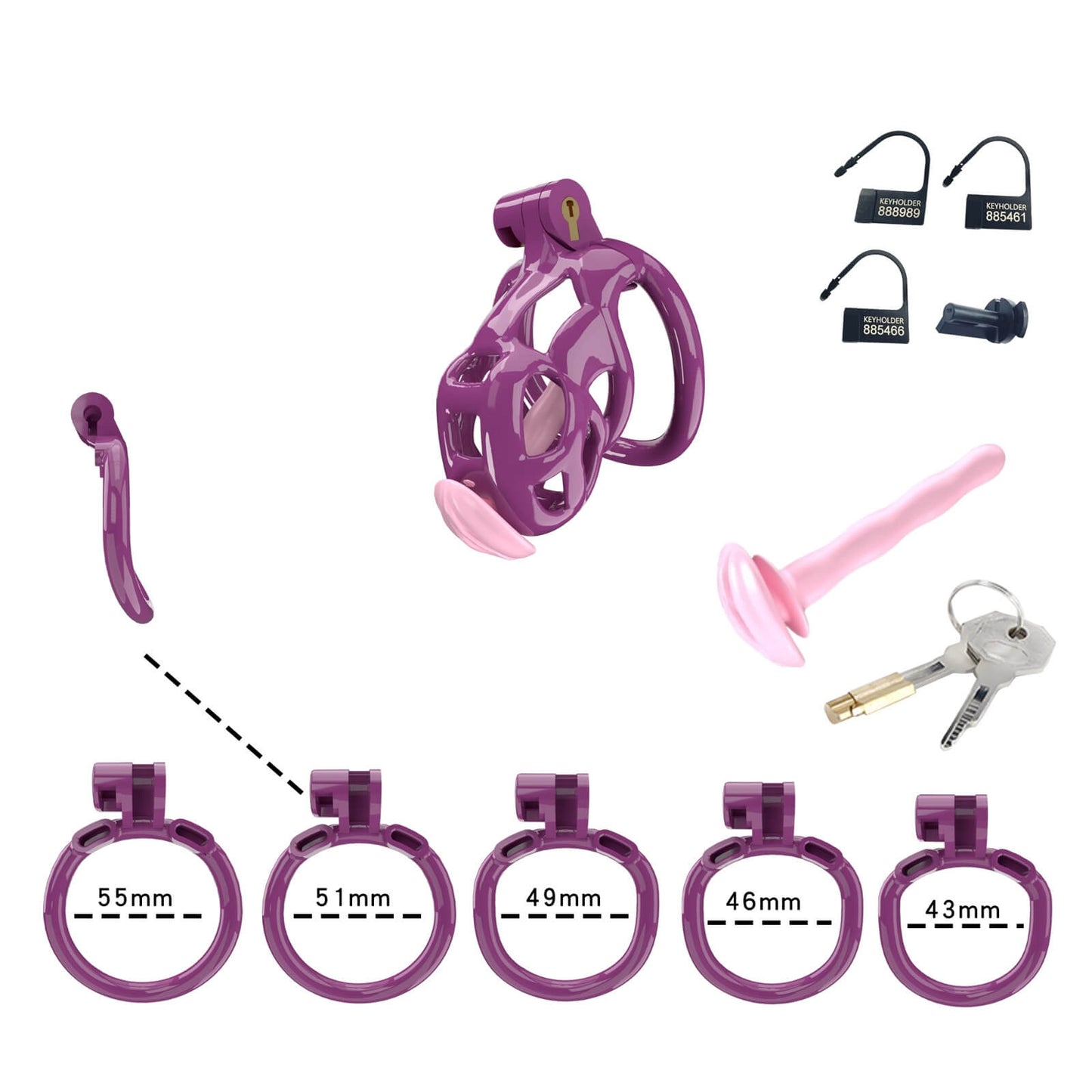 Purple Mamba Nano Chastity Kit With Urethral