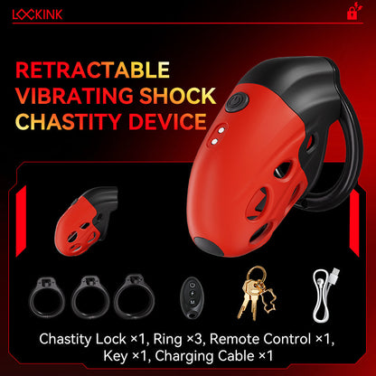 Lockink Smart Retractable Electro-Shock Chastity Device with App Control & Vibrating