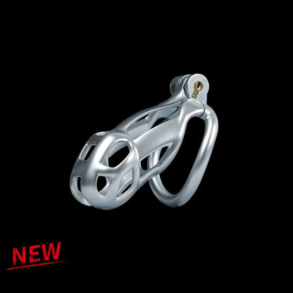 Small Silver Mamba Male Chastity Cage With 4 Rings