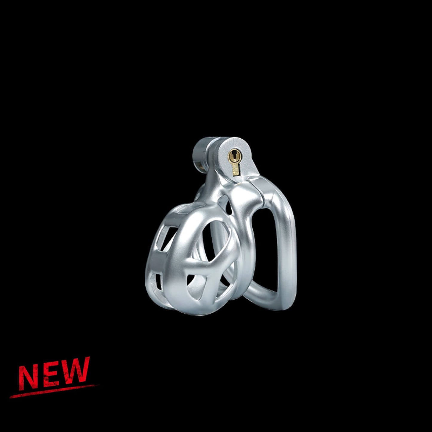 Nub Silver Mamba Male Chastity Cage With 4 Rings