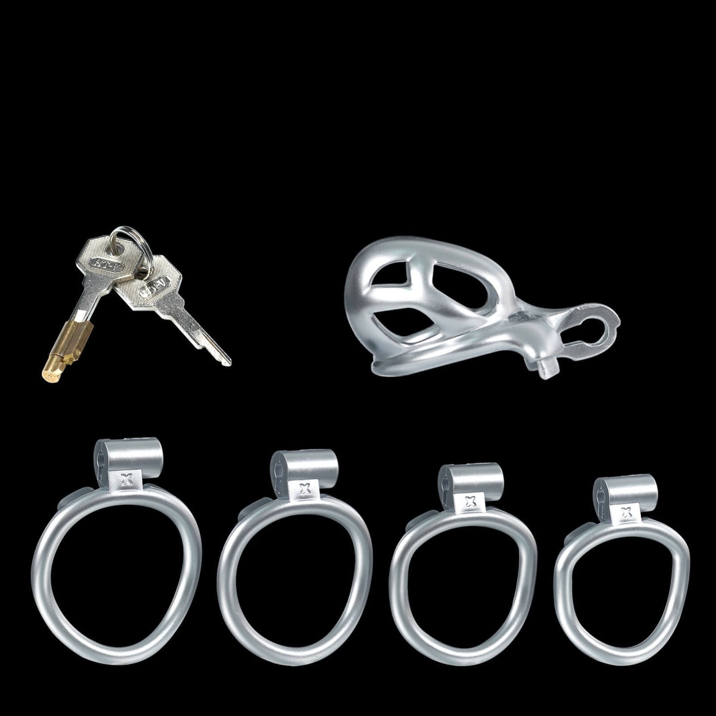 Nub Silver Mamba Male Chastity Cage With 4 Rings