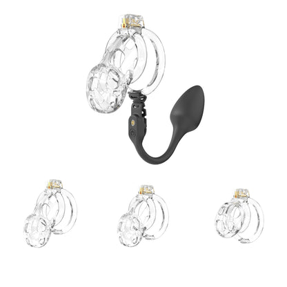 Soft Cobra Chastity Cage With Controlled Butt Plug