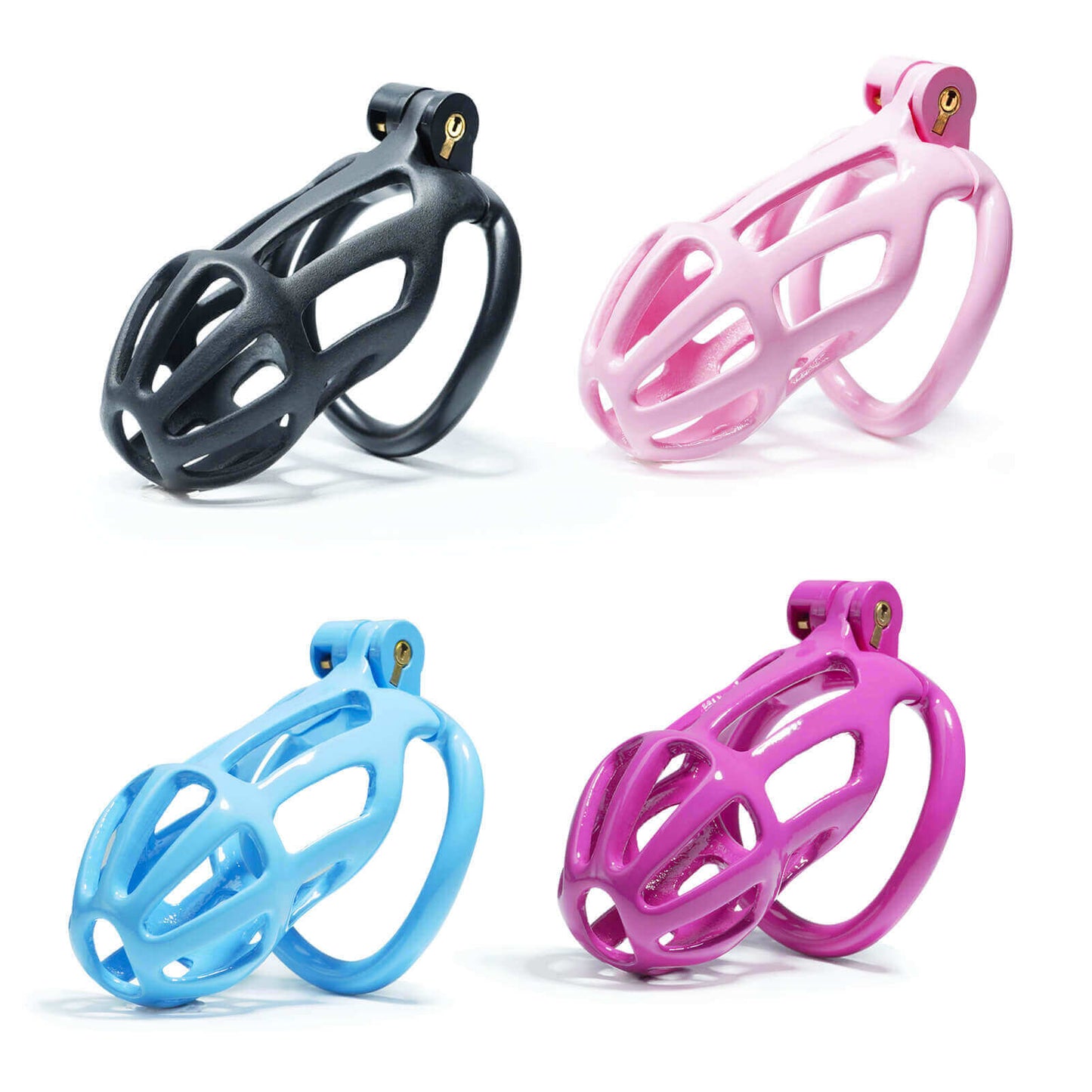 Stripe Mamba Chastity Cage with 4 Arc Rings