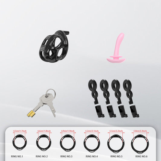Upgrade Invisible Black Mamba Chastity Cage low profile design side view
