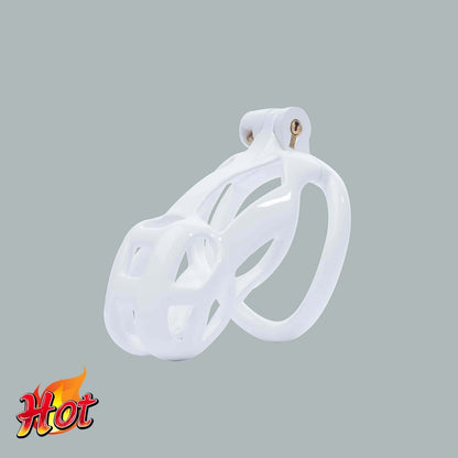 Small Mamba Male Chastity Cage With 4 Rings White