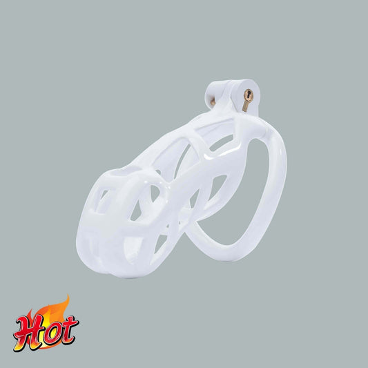 Standard Mamba Male Chastity Cage With 4 Rings White