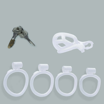 Nub Mamba Male Chastity Cage With 4 Rings White