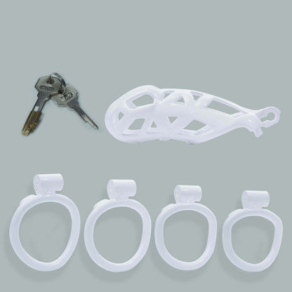 Maxi Mamba Male Chastity Cage With 4 Rings White